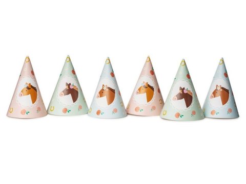 Czapka party Konie, 16 cm mix papier Partydeco (CPP32)