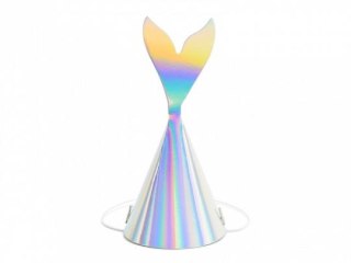 Czapka party Syrenka, opalizujący, 18cm srebrna papier Partydeco (CPP19-017)