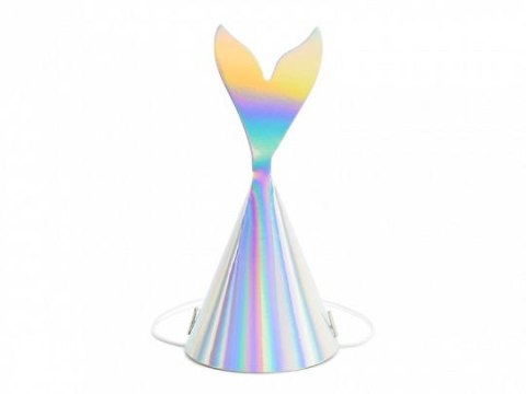 Czapka party Syrenka, opalizujący, 18cm srebrna papier Partydeco (CPP19-017)