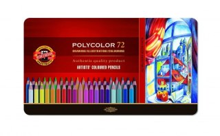 Kredki ołówkowe profesjonalne Koh-I-Noor Polycolor 72 kolory w metalowym pudełku (3827)