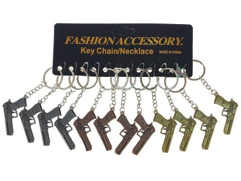 Brelok metalowy - pistolet, karta 12szt. Adar (603868)