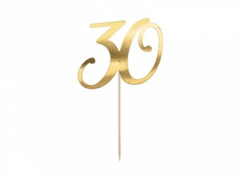 Dekoracja na tort 30, złoty, 20.5cm Partydeco (KPT62-30-019)