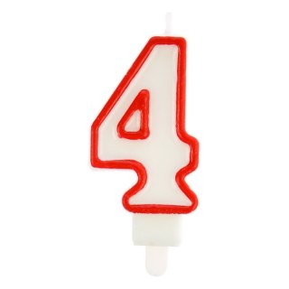 Świeczka urodzinowa numer 4 biała/czerwona Arpex (DS0118CZE-4-9906)