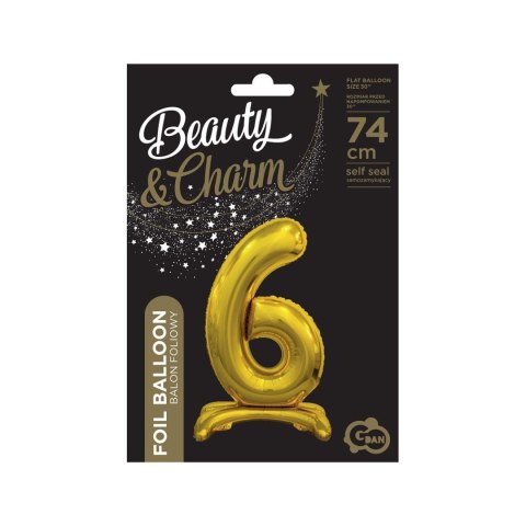 Balon gumowy Beauty&Charm cyfra stojąca złota złota 30cal Godan (BC-ASZ6)