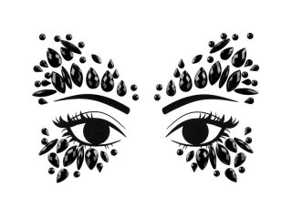 Kryształki Dekoracja na twarz Kryształki czarny Partydeco (NDT6-010)