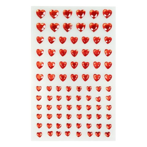Kryształki Serduszka samoprzylepne (84 szt.) czerwone Arpex (WA8922)