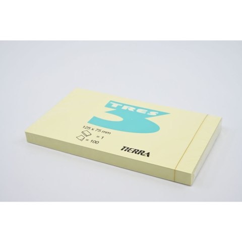 Notes samoprzylepny (karteczki) pastel żółty żółty 100k [mm:] 125x75 Tres (NOTZ12575)