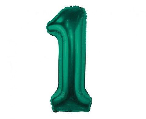 Balon foliowy cyfra 1, zieleń butelkowa, 85 cm Godan (CH-B8B1)