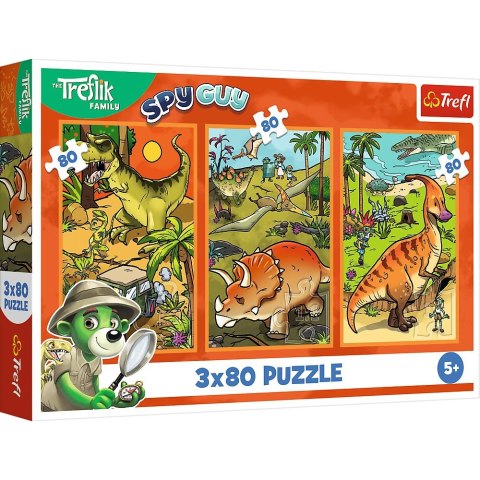 Puzzle Trefliki w świecie dinozaurów 3x80 el. Trefl (34888)