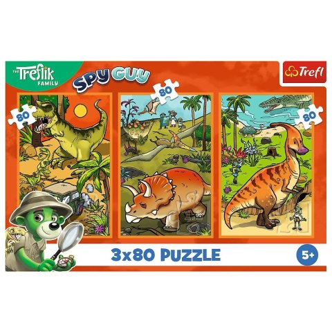 Puzzle Trefliki w świecie dinozaurów 3x80 el. Trefl (34888)