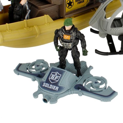Motorówka wojskowa z akcesoriami i helikopterem Mega Creative (500258)