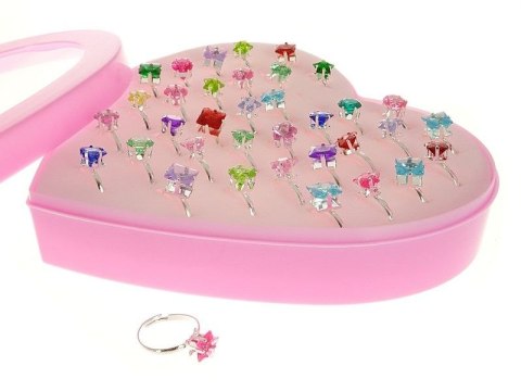 Pierścionek zestaw 36 pierścionków, regulowane w plastikowym etui - serce Adar (549203)