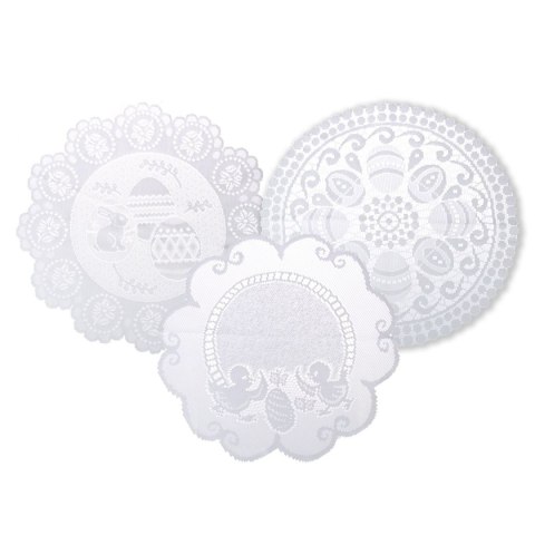 Serwetki na koszyczek z ażurowym wzorem biały poliester [mm:] 400x400 Arpex (D9357)