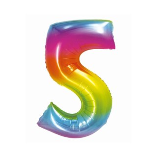 Balon foliowy Smart cyfra 5 tęcza 76cm Godan (CH-STC5)