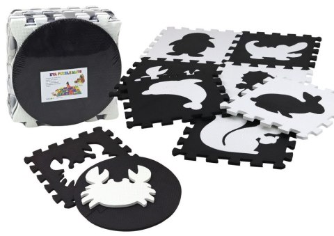 Mata dla malucha Puzzle Mata Kontrastowa Edukacyjna Pianka EVA Czarno-Białe 19 ele. Lean (17481)
