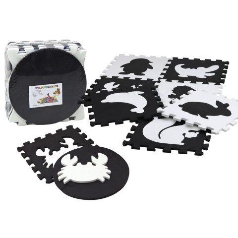 Mata dla malucha Puzzle Mata Kontrastowa Edukacyjna Pianka EVA Czarno-Białe 19 ele. Lean (17481)