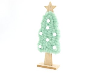 Ozdoba świąteczna choinka 29cm drewniana z materiałem One Dollar (364424)