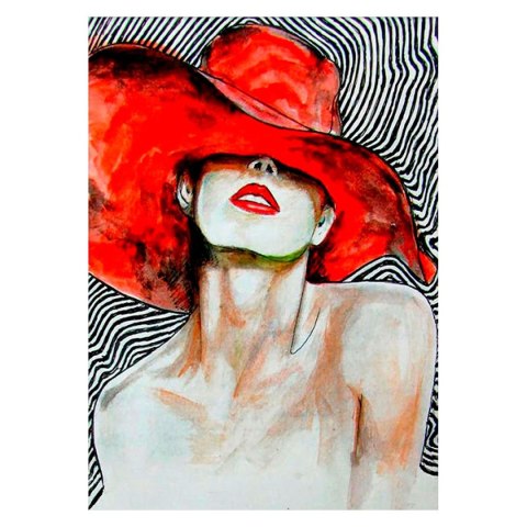 Zestaw kreatywny Diamentowa mozaika 30x40cm Kobieta w czerwonym kapeluszu Flamingo Line (TGD72669)