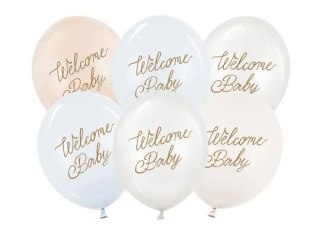 Balon gumowy Welcome Baby niebieski 300mm Partydeco (SB14P-342-001-6)