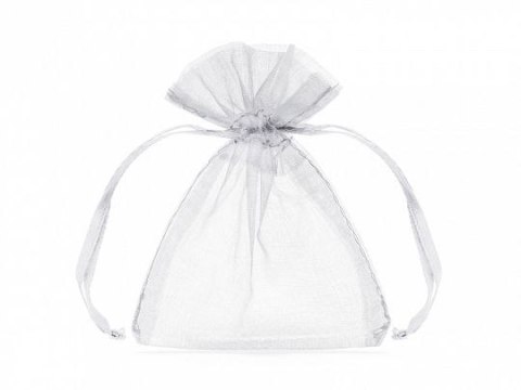 Organza Woreczki z organzy, białe, 10cm biały Partydeco (WRG5-008-10)