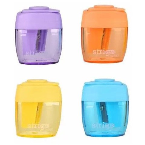 Temperówka z pojemnikiem na jedą grubość ołówka mix plastik Strigo (SSC390)