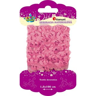 Ozdoba materiałowa Craft-Fun Series materiałowe róże na tiulowej tasiemce Titanum (D22)