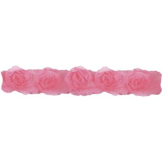 Ozdoba materiałowa Craft-Fun Series materiałowe róże na tiulowej tasiemce Titanum (D22)