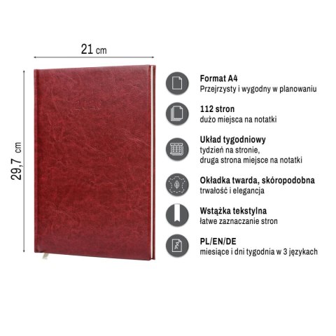 Kalendarz książkowy (terminarz) A4 Press (DZIENNY)