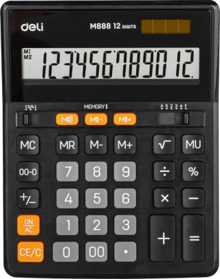 Kalkulator na biurko PODWÓJNA PAMIĘĆ 12 pozycyjny CZARNY Deli (EM888)