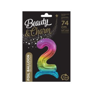 Balon gumowy Beauty&Charm cyfra stojąca tęczowa tęczowa 750mm 30cal Godan (BC-AST2)