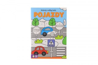 Książeczka edukacyjna Koloruję wedłu kodu. Zielona Sowa (Pojazdy.)