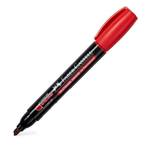 Marker permanentny wkład czerwony ścięta końcówka Faber Castell