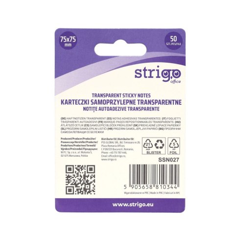 Notes samoprzylepny (karteczki) NEONOWE jasnozielony 50k [mm:] 75x75 Strigo (SSN027)