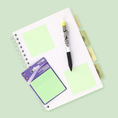 Notes samoprzylepny (karteczki) NEONOWE jasnozielony 50k [mm:] 75x75 Strigo (SSN027)
