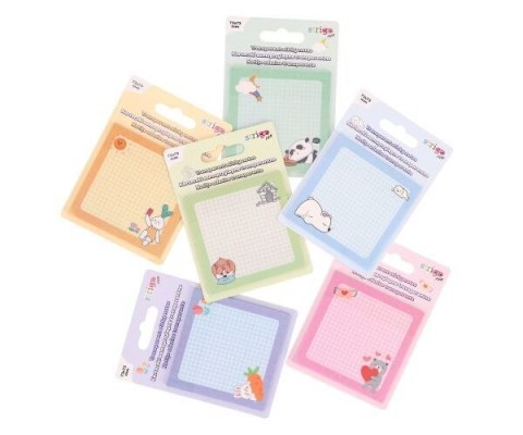 Notes samoprzylepny (karteczki) TRANSPARENTNE mix kol 24szt mix 50k [mm:] 73x73 Strigo (SSN047-052)