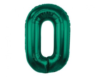 Balon foliowy cyfra 0, zieleń butelkowa, 85 cm Godan (CH-B8B0)