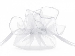 Organza Woreczki z organzy, biały, 25cm biały Partydeco (WRG6-008-10)