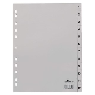 Przekładka numeryczna szare PP 1-12 A4 szara Durable (651210)