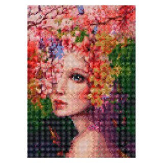 Zestaw kreatywny Diamentowa mozaika 30x40cm Kobieta w kwaiatach Flamingo Line (TMR12049)