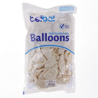 Balon gumowy metalizowany 100 szt biały metalizowany 12cal Partydeco (12m-070)