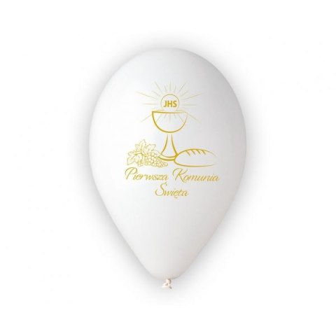 Balon gumowy pierwsza komunia kielich biała 330mm 13cal Godan (GS120/PKK/25)