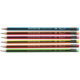 Ołówek z gumką sześciokątny neonowo-czarne paski HB Titanum (QB-29)