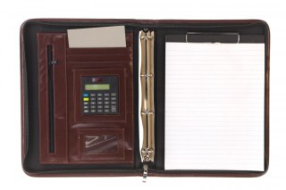 Teczka konferencyjna z kalkulatorem A4 granat A4 brązowy ekoskóra Antra (709)