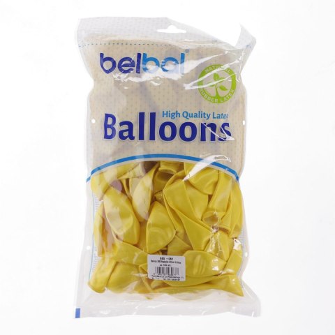 Balon gumowy metalizowany 100 szt żółty metaliczny 12cal Partydeco (082)