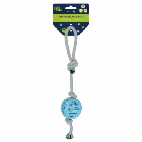 Gadżet Zabawka dla psa Szarpak 40 cm z piłką niebieski Trik Roll (560710)