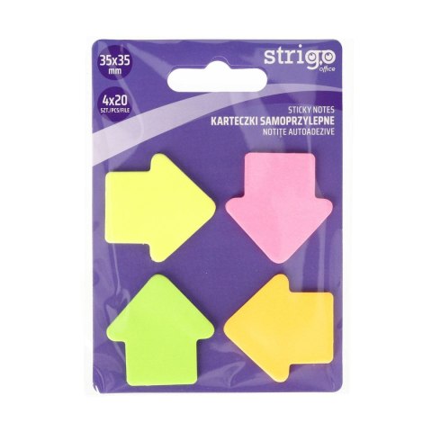Notes samoprzylepny (karteczki) strzałki 4kol 4x20 mix 80k [mm:] 35x35 Strigo (SSN034)