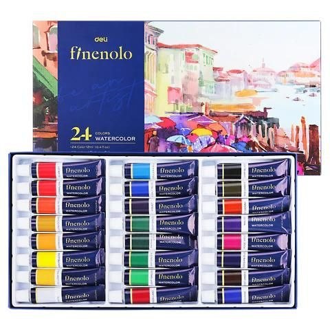 Farby akwarelowe FINENOLO 24k w tubie 24 kolor. Deli (EC19-24)