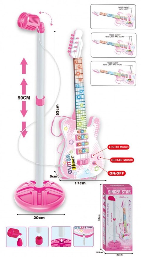 Gitara z mikrofonem na statywie jasna Lean (20892)