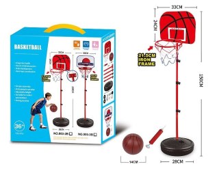Kosz (obręcz) zestaw do gry w koszykówkę, z piłką 14cm, wysokość do 150cm Adar (559332)