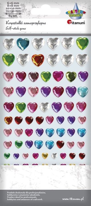 Kryształki Craft-Fun Series samoprzylepne serca mix Titanum